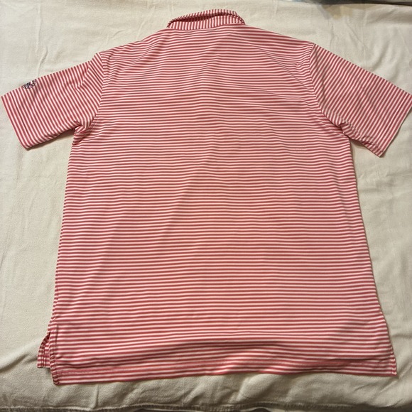 Peter Millar Men's Polo XL Red Striped Summer Comfort Performance Golf shirt - Picture 9 of 9